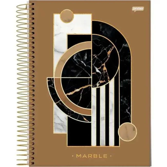 Caderno College 175x242mm Capa Dura 10 Matérias 160 Folhas Marble - Jandaia - 1