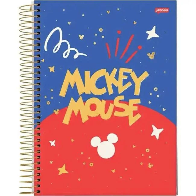 Caderno College 175x242mm Capa Dura 10 Matérias 160 Folhas Mickey Arts - Jandaia - 1