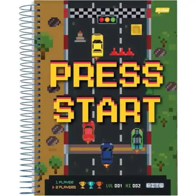 Caderno Espiral Universitário Capa Dura Bits 10 Matérias 160 Folhas - Jandaia - 1
