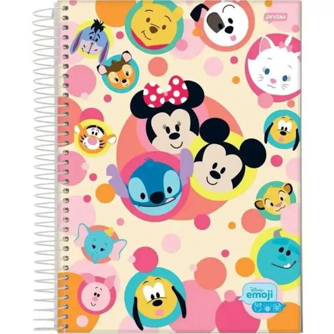 Caderno Espiral Universitário Capa Dura Disney Emoji 10 Matérias 160 Folhas - Jandaia - 1