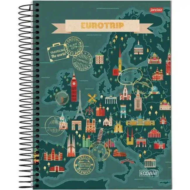 Caderno Espiral Universitário Capa Dura Eco Way 10 Matérias 160 Folhas - Jandaia - 1