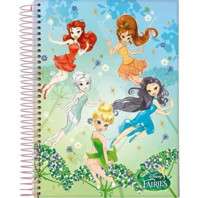 Caderno Espiral Universitário Capa Dura Fadas Disney 10 Matérias 160 Folhas - Jandaia - 1