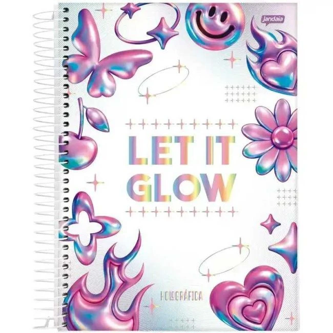 Caderno Espiral Universitário Capa Dura Holografica 10 Matérias 160 Folhas - Jandaia - 1