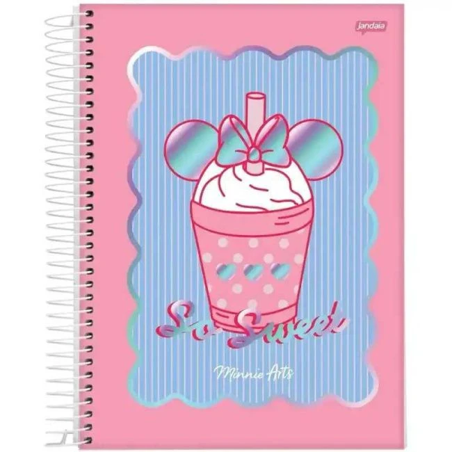 Caderno Espiral Universitário Capa Dura Minnie Arts 10 Matérias 160 Folhas - Jandaia - 1