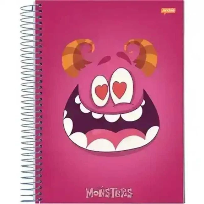 Caderno Espiral Universitário Capa Dura Monsters 10 Matérias 160 Folhas - Jandaia - 1