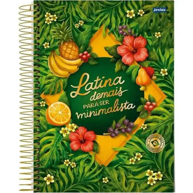 Caderno Espiral Universitário Capa Dura Passaporte Brasil 10 Matérias 160 Folhas - Jandaia - 1