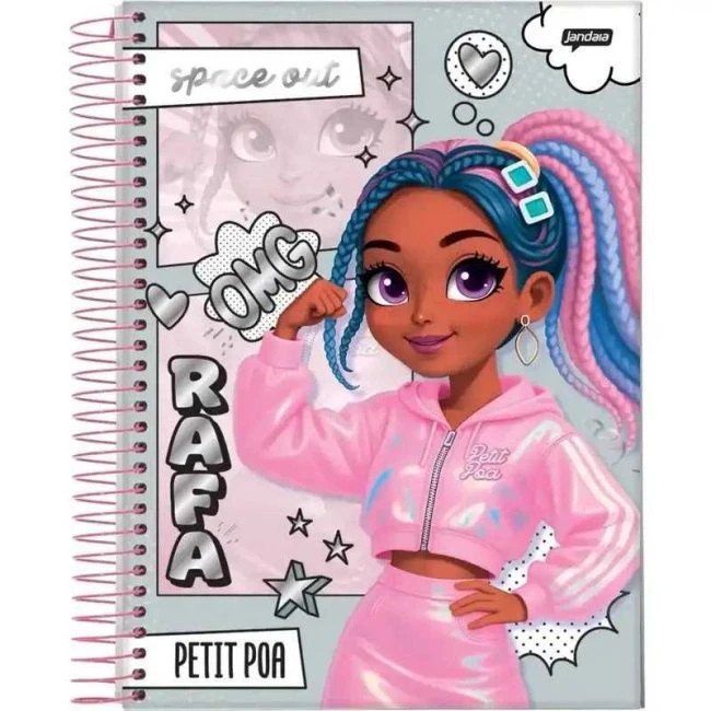 Caderno Espiral Universitário Capa Dura Petit Poa 10 Matérias 160 Folhas - Jandaia - 1