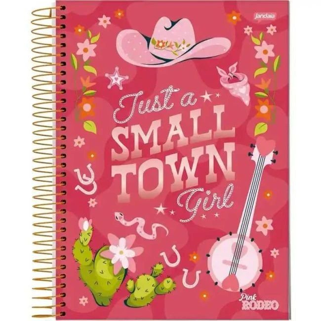 Caderno Espiral Universitário Capa Dura Pink Rodeo 10 Matérias 160 Folhas - Jandaia - 1