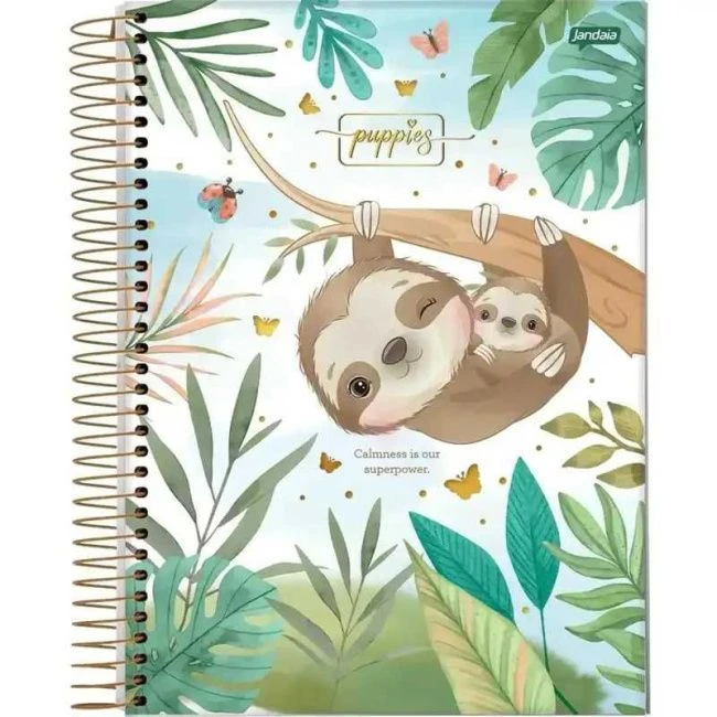 Caderno Espiral Universitário Capa Dura Puppies 10 Matérias 160 Folhas - Jandaia - 1