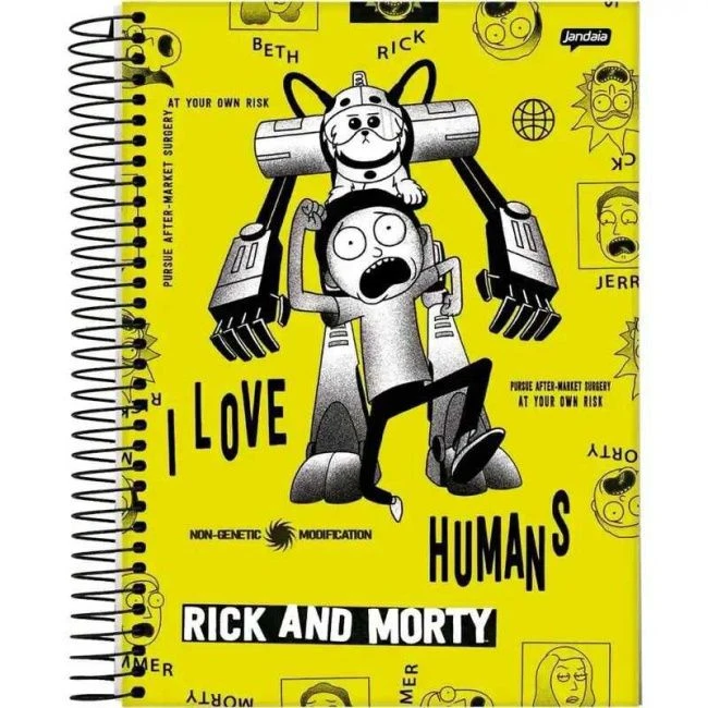 Caderno Espiral Universitário Capa Dura Rick And Morty 10 Matérias 160 Folhas - Jandaia - 1
