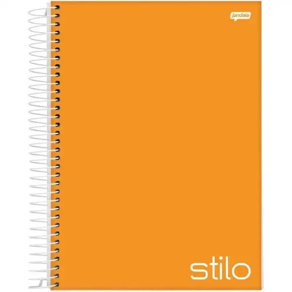 Caderno Espiral Universitário Capa Dura Stilo Laranja 10 Matérias 200 Folhas - Jandaia