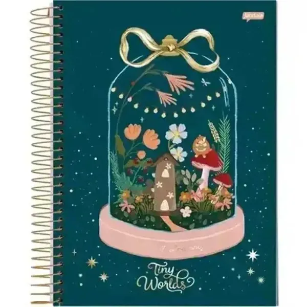 Caderno Espiral Universitário Capa Dura Tiny Worlds 10 Matérias 160 Folhas - Jandaia