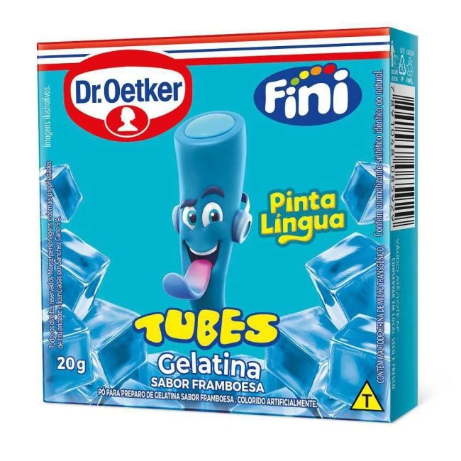 Pacote Gelatina Fini Tubes Pinta Língua 20g - Sabor Framboesa - 1