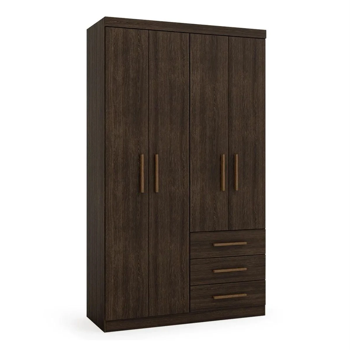 Guarda Roupa Solteiro Advantage 4 Portas 3 Gavetas Capuccino Wood - Batrol Móveis  - 3