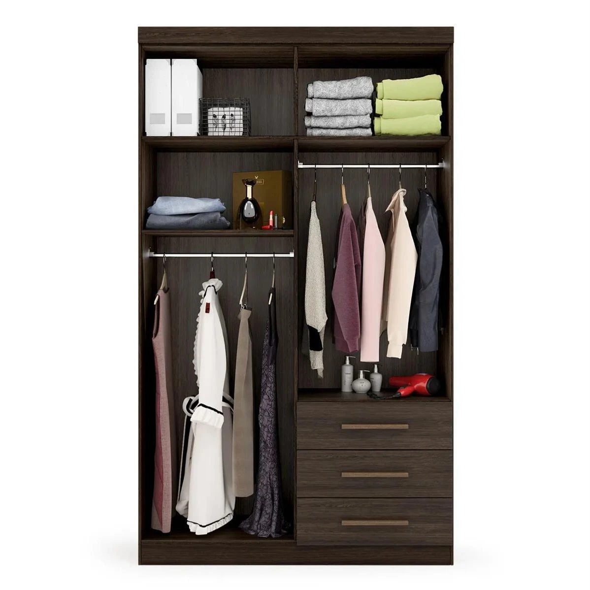 Guarda Roupa Solteiro Advantage 4 Portas 3 Gavetas Capuccino Wood - Batrol Móveis  - 2