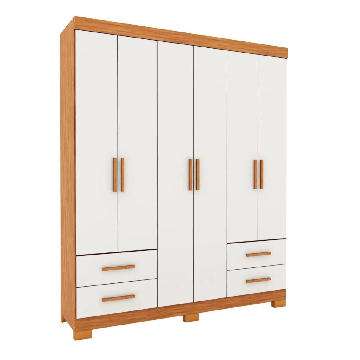 Guarda Roupa Casal Carol 6 Portas 4 Gavetas Freijó/Off White - Batrol Móveis - 2