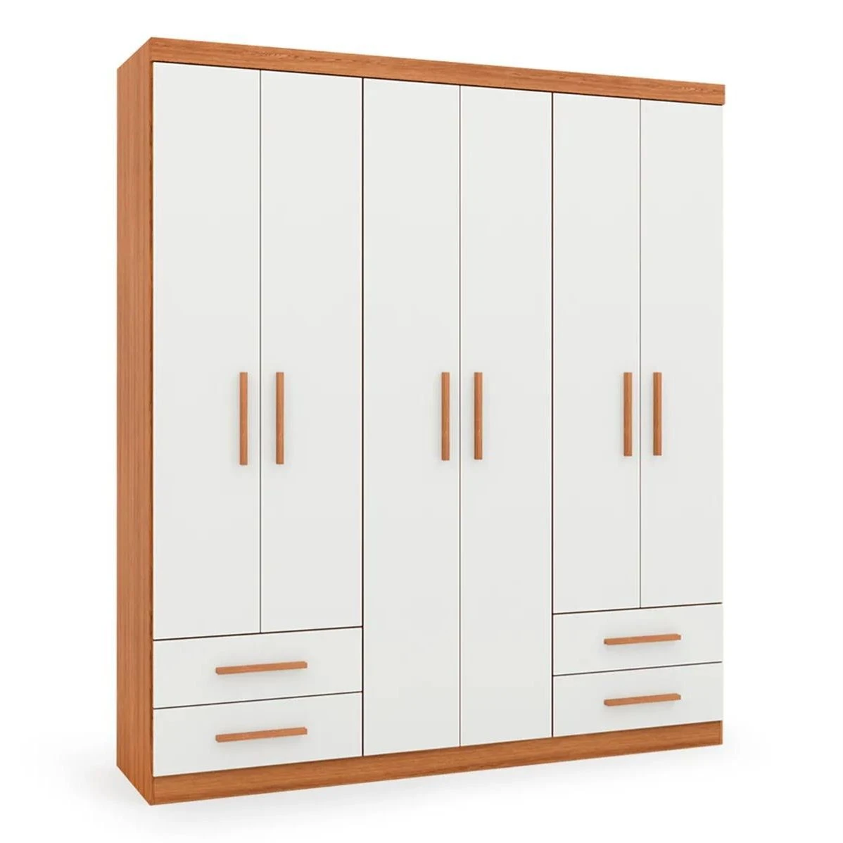 Guarda Roupa Casal Advantage 6 Portas 4 Gavetas Freijó/Off White - Batrol Móveis  - 3