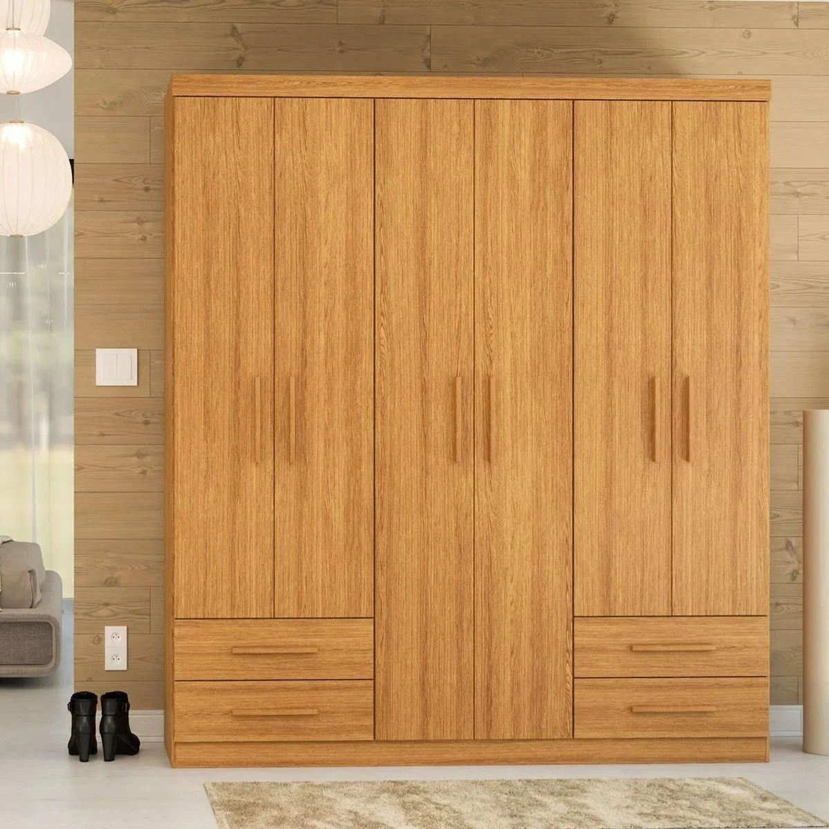 Guarda Roupa Casal Advantage 6 Portas 4 Gavetas Freijó - Batrol Móveis  - 1
