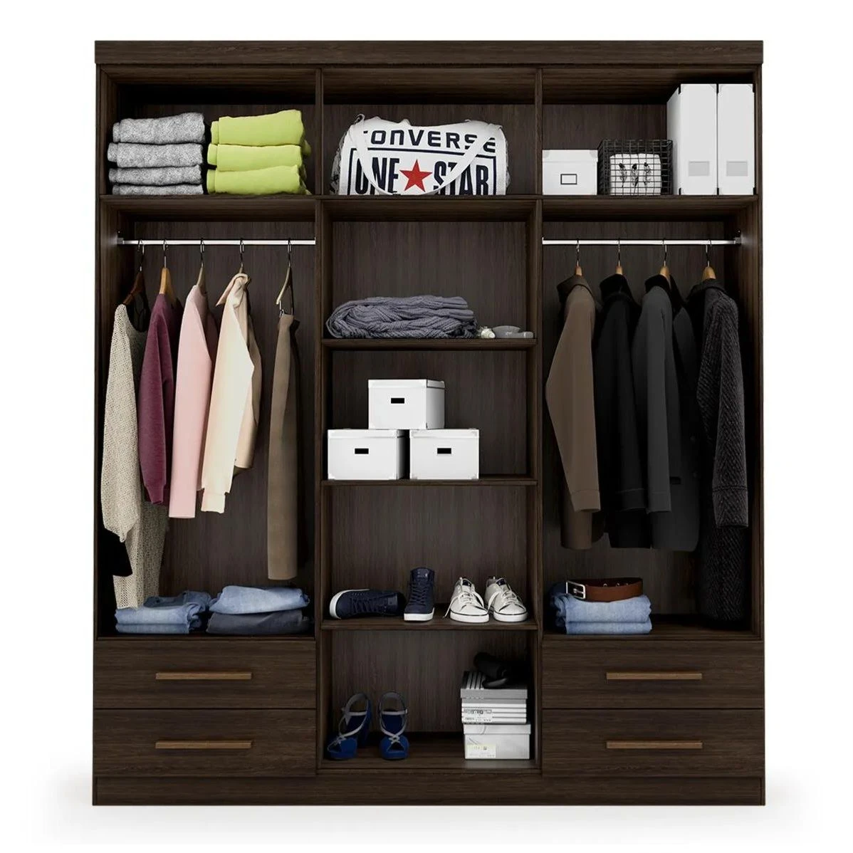 Guarda Roupa Casal Advantage 6 Portas 4 Gavetas Capuccino Wood - Batrol Móveis  - 2