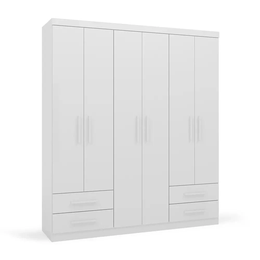 Guarda Roupa Casal Advantage 6 Portas 4 Gavetas Branco - Batrol Móveis  - 3