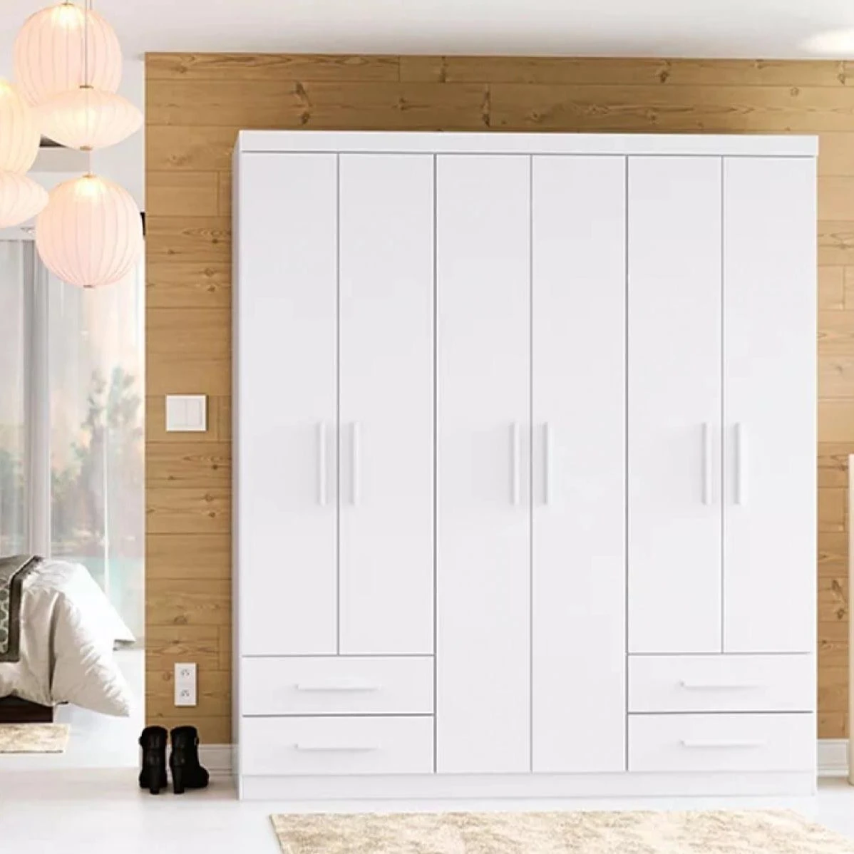 Guarda Roupa Casal Advantage 6 Portas 4 Gavetas Branco - Batrol Móveis  - 1