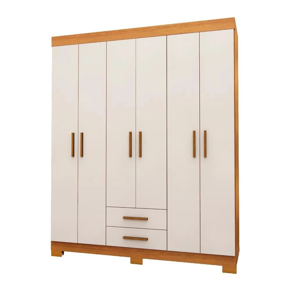 Guarda Roupa Casal Premier 6 Portas 2 Gavetas Freijó/Off White - Batrol Móveis  - 2