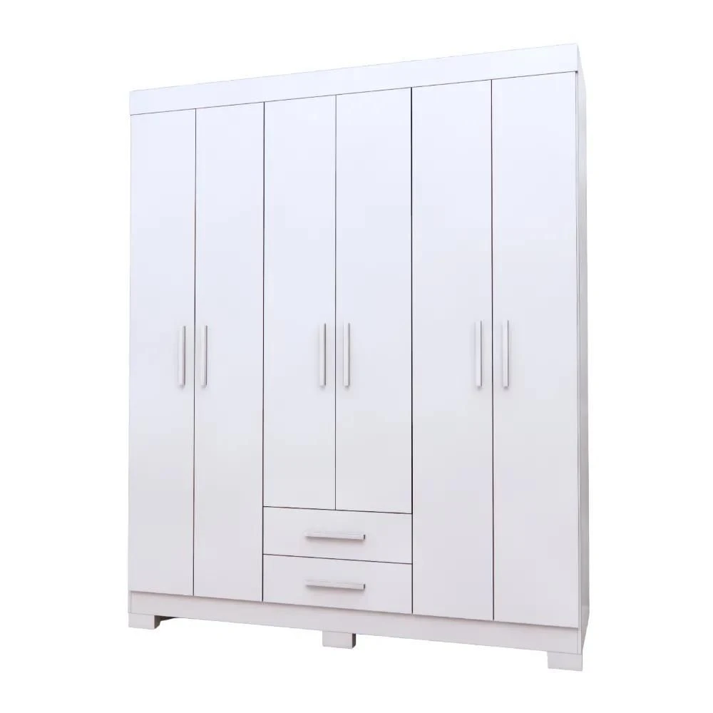 Guarda Roupa Casal Premier 6 Portas 2 Gavetas Branco - Batrol Móveis  - 2