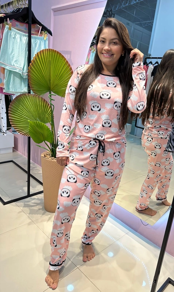 Pijama Americano Longo Panda 
