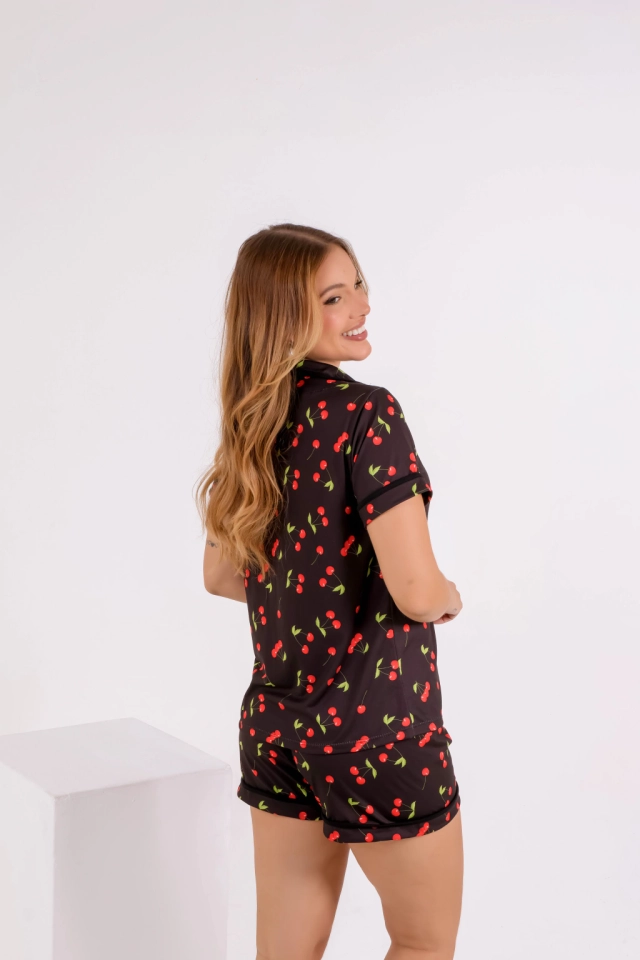 Pijama Americano Cereja Red F.Preto - 6