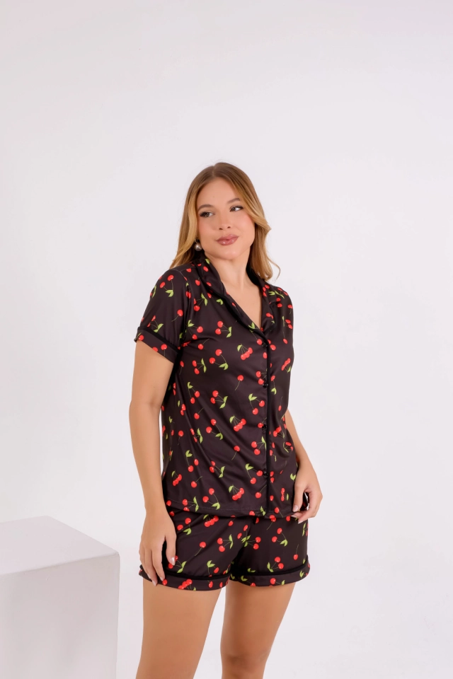 Pijama Americano Cereja Red F.Preto - 5
