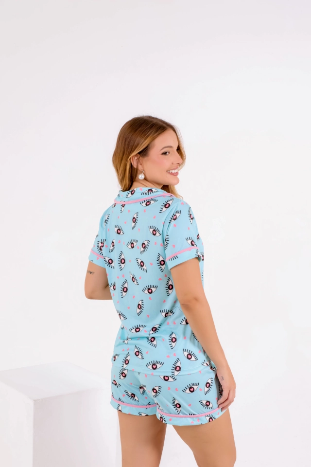Pijama Americano Olho Grego Azul - 4