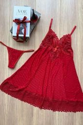 Camisola Sensual sem Bojo em Tule com recortes em renda  - imagem 3