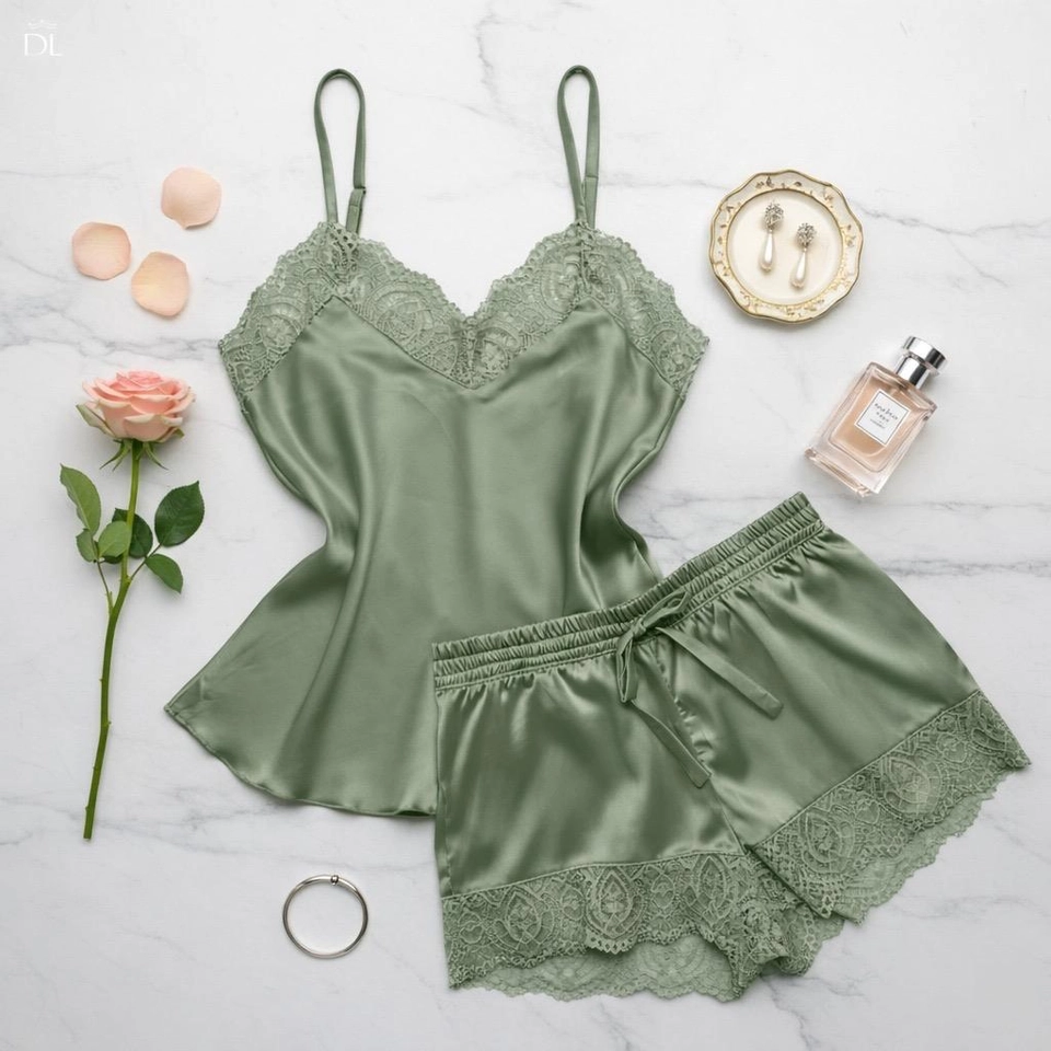 Short doll em Cetim com Toque de Seda e Renda - imagem 4