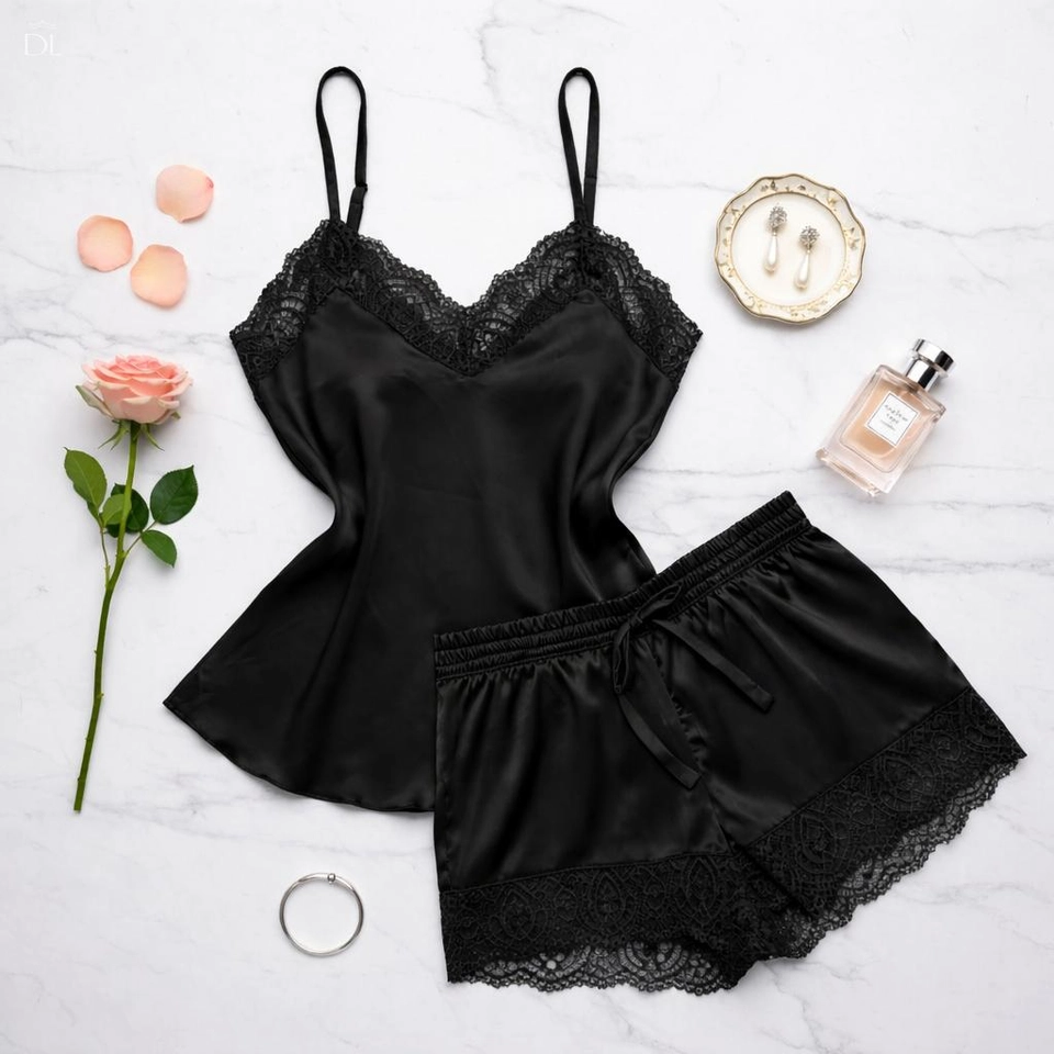Short doll em Cetim com Toque de Seda e Renda - imagem 3