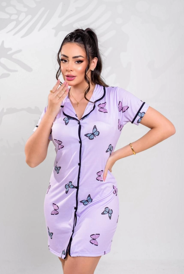 Chemise Americana Borboletas Lilas - 1