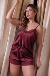 Short doll em Cetim com Toque de Seda e Renda - 2
