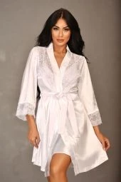 Robe Luna em Cetim com Toque de Seda e Renda  - 1