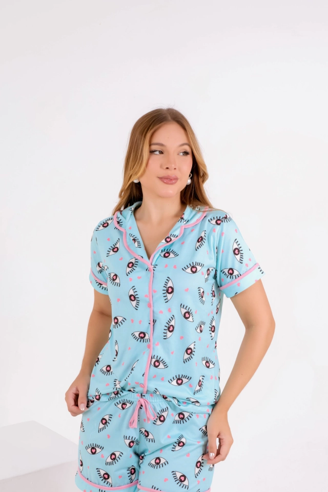 Pijama Americano Olho Grego Azul - 3