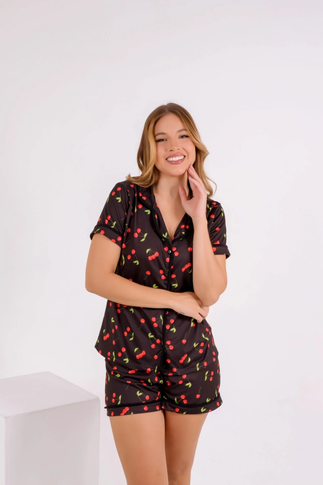 Pijama Americano Cereja Red F.Preto - 3