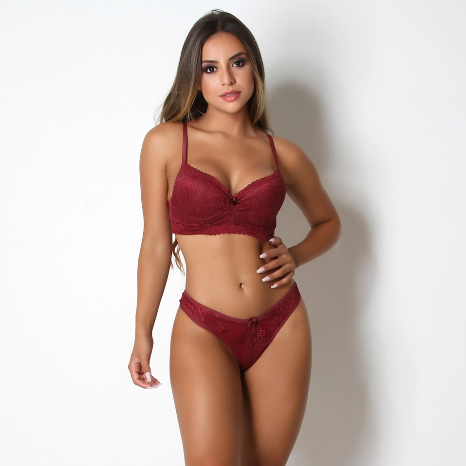 Conjunto Tradicional com Bojo Espumado em Poliamida e Renda  - imagem 5