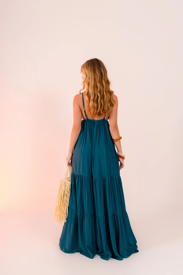 PRĂ-VENDA Vestido Maldivas PetrĂłleo - 3