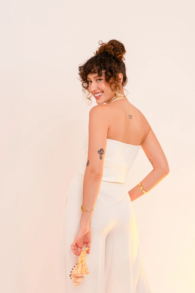 Tube Top Canelado Off White - imagem 2