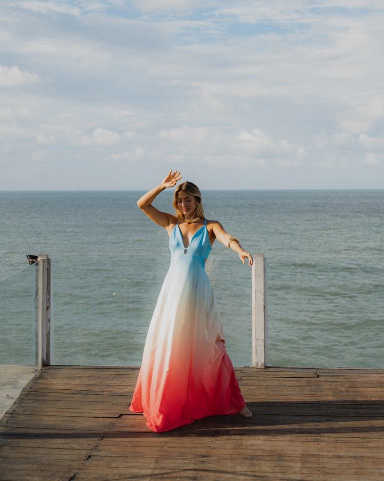 PRĂ-VENDA Vestido Ilha Bela degradĂȘ sentir - 4