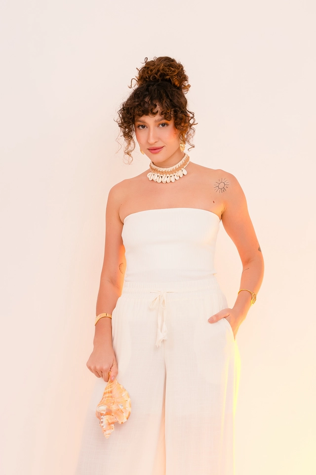 Tube Top Canelado Off White - imagem 1