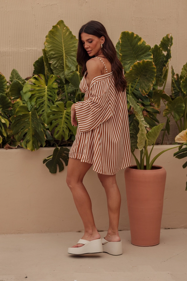 PRÉ-VENDA Kimono Listras Caramelo - imagem 5