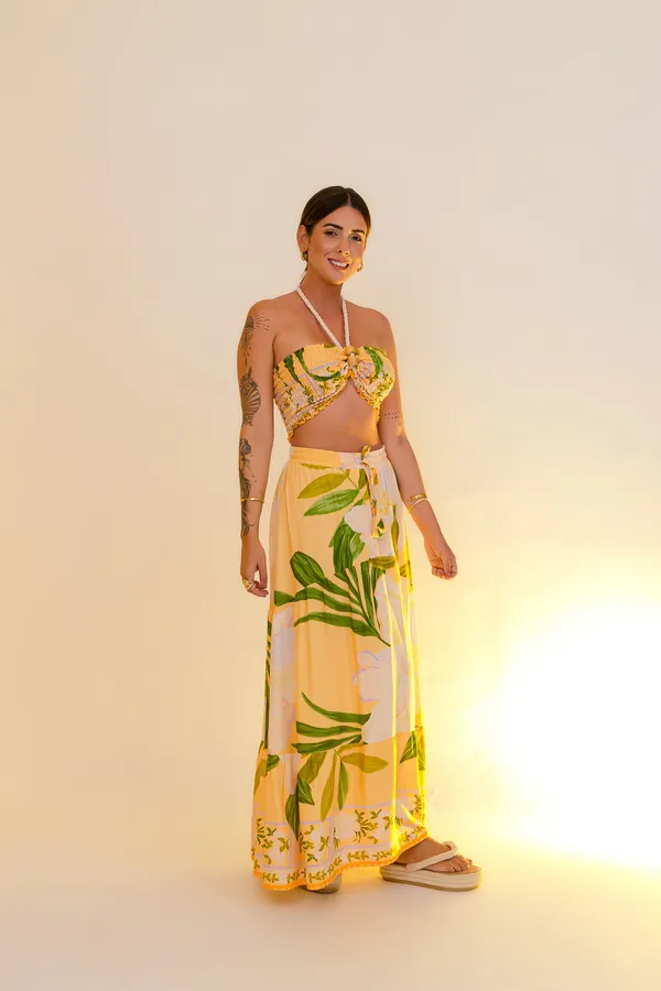 PRÉ-VENDA Conjunto {Saia Gipsy + Top Faixa Lastex com Cordão} Merengue - imagem 4