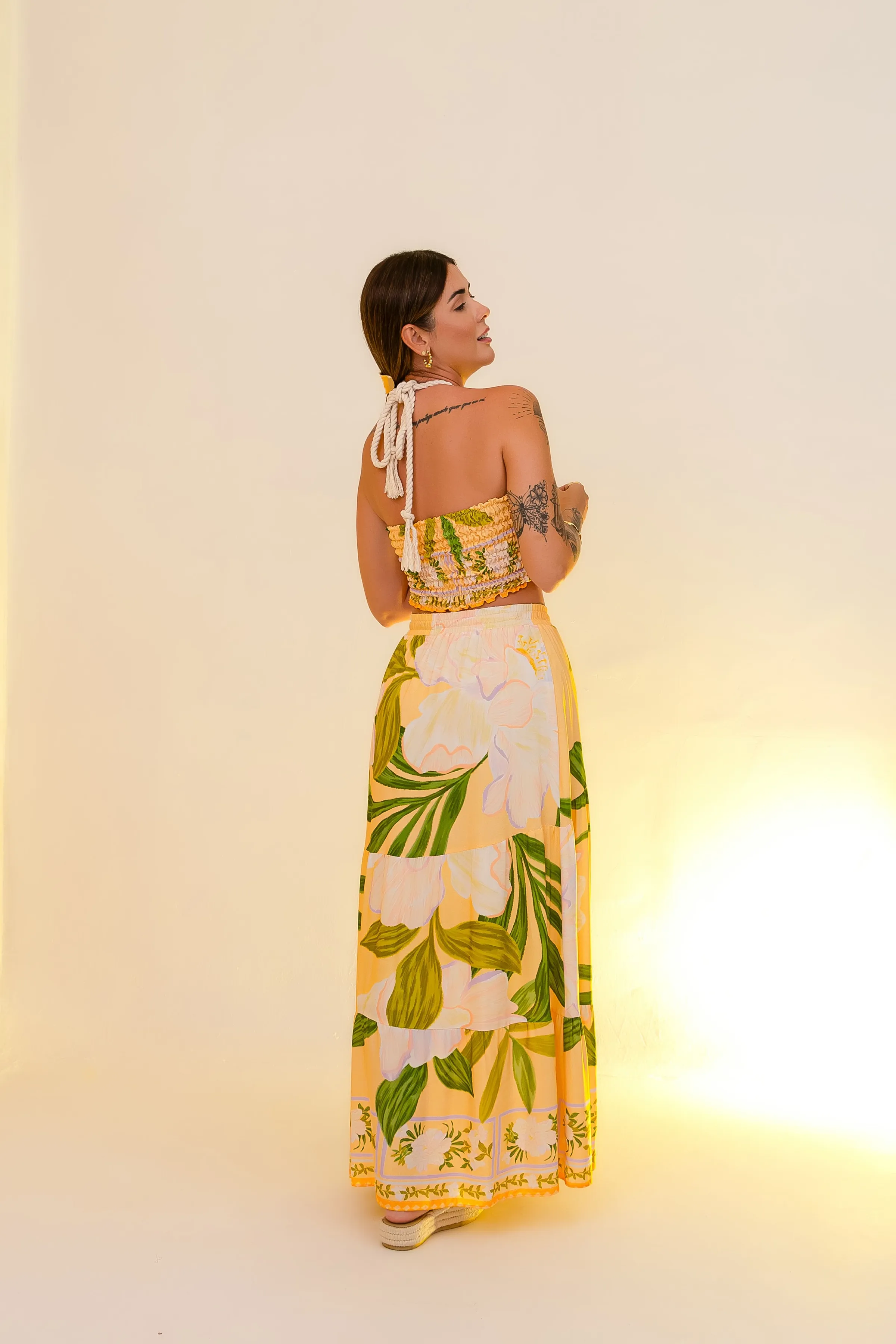 PRÉ-VENDA Conjunto {Saia Gipsy + Top Faixa Lastex com Cordão} Merengue - 5