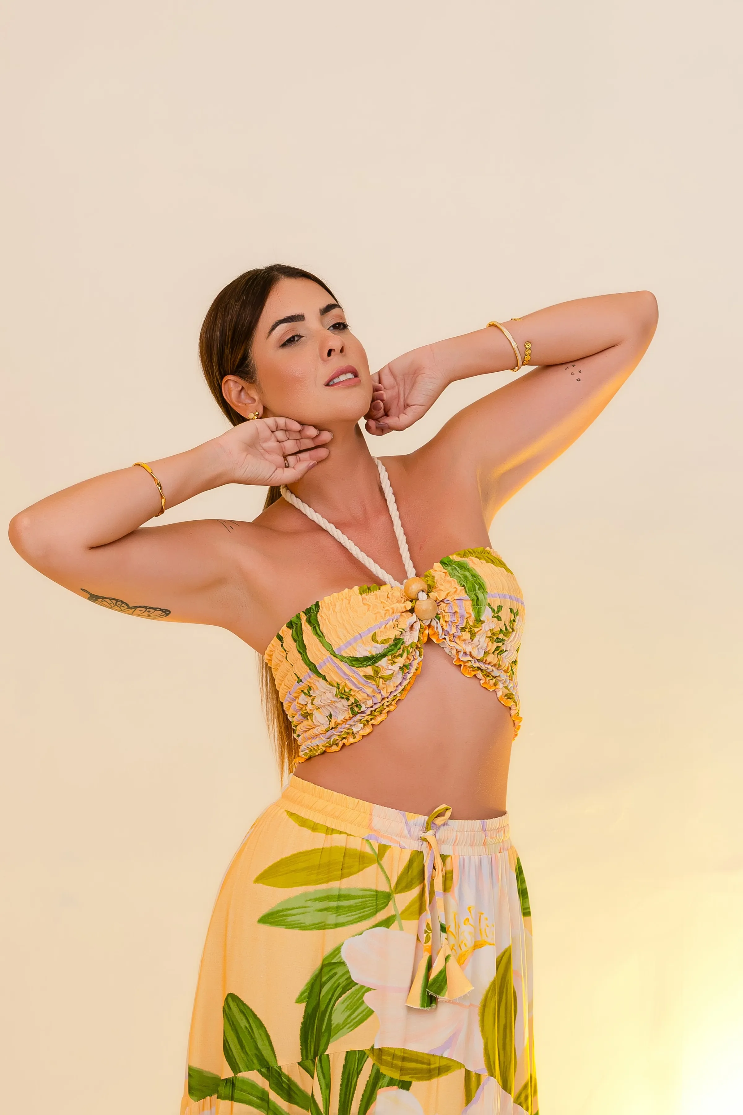 PRÉ-VENDA Conjunto {Saia Gipsy + Top Faixa Lastex com Cordão} Merengue - 6
