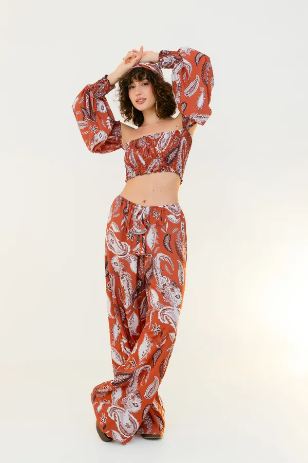 PRÉ-VENDA Cropped lastex manga punho Paisley - imagem 4