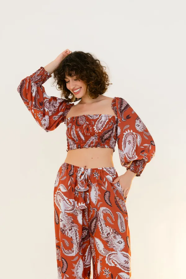 PRÉ-VENDA Cropped lastex manga punho Paisley - imagem 3